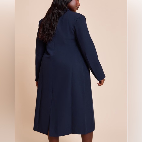 PrettyLittleThing Plus Navy Blue Maxi Length Duster Coat - Picture 3 of 3